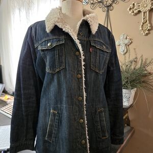 Levi's Dark Blue Sherpa-Lined Jean Jacket